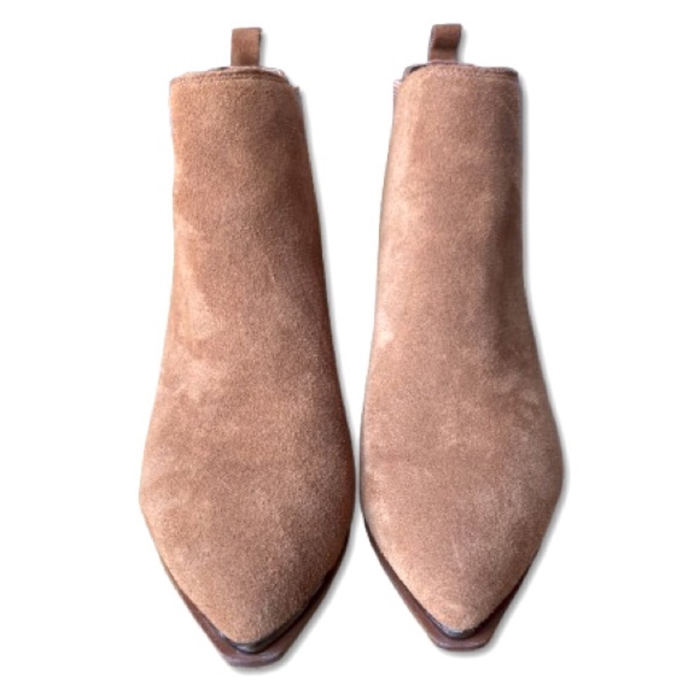 Marc Fisher Yale Pointy Toe Chelsea Bootie Tan Suede Boot Size 7.5
